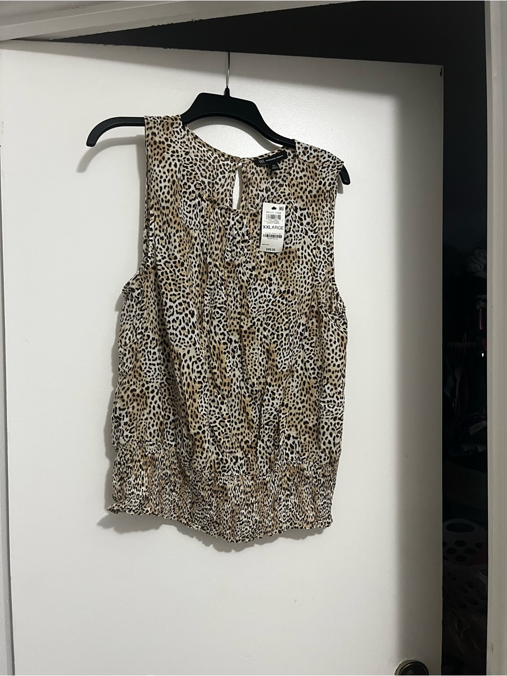 Sleeveless Leopard Print Blouson Top - Tan/Black Brand new with tags